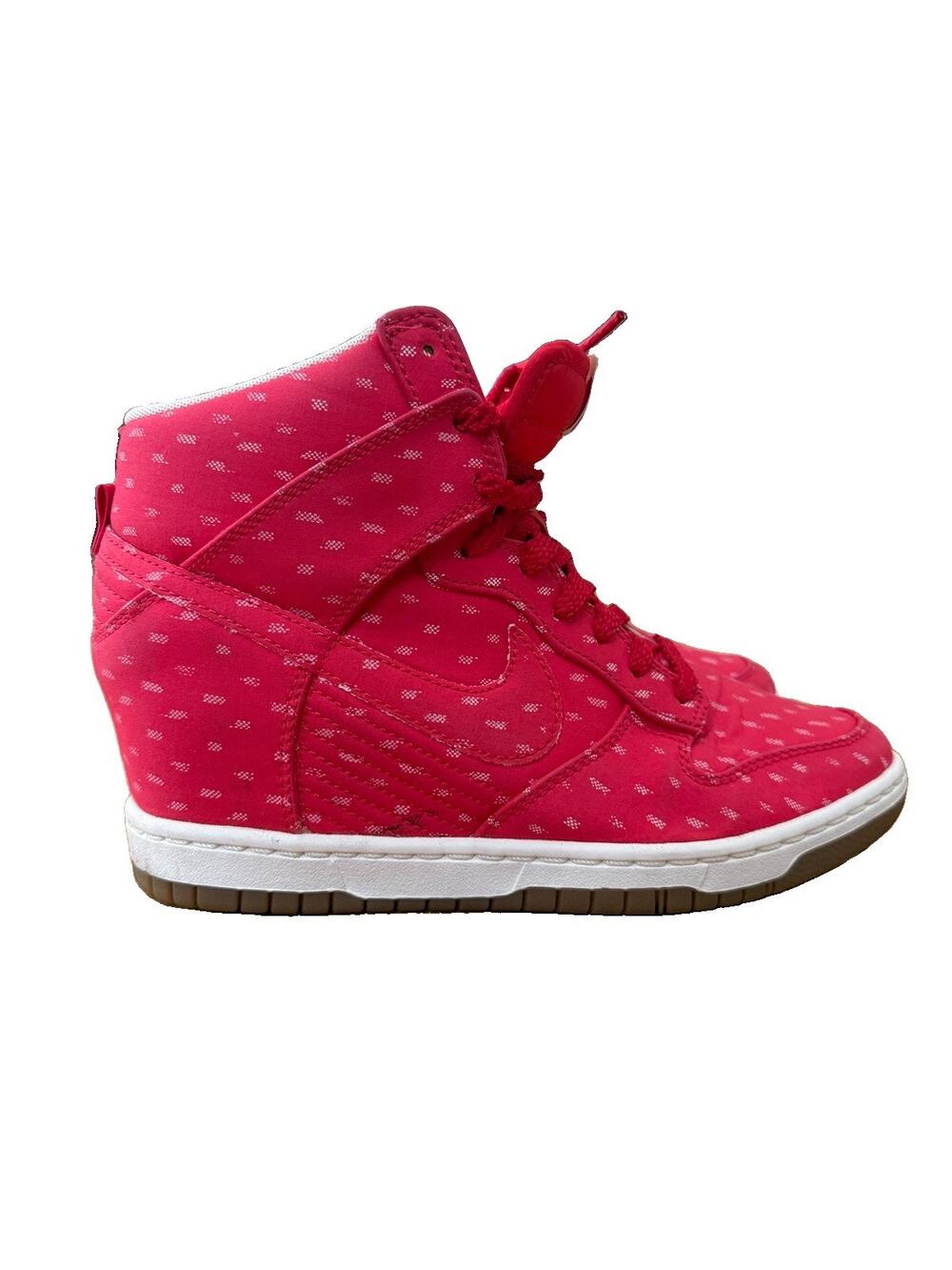 Nike Dunk Sky Hi Print Hyper Red Women 8.5 Hidden Wedge 2012 543258-600 EUC